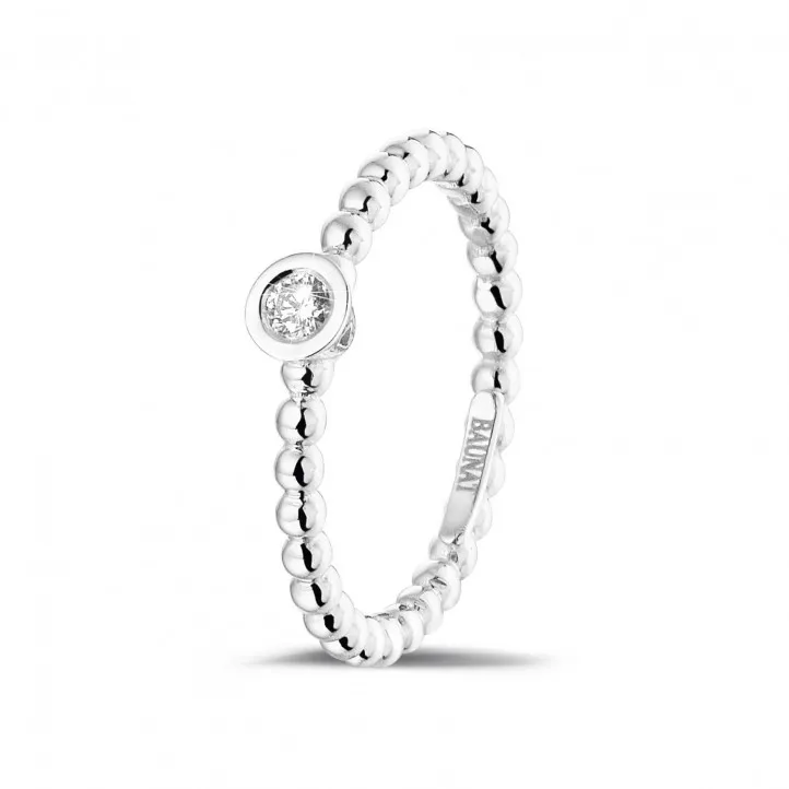 0.07 quilates anillo de diamantes de combinación con bolitas en oro blanco 