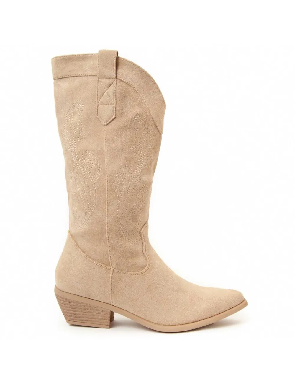 Bota Cowboy De Tacón Para Mujer.  Montevita  Bottavita24  94008 Beige