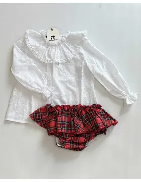 Braga Cuadros y Blusa Plumeti Mandarina La Martinica