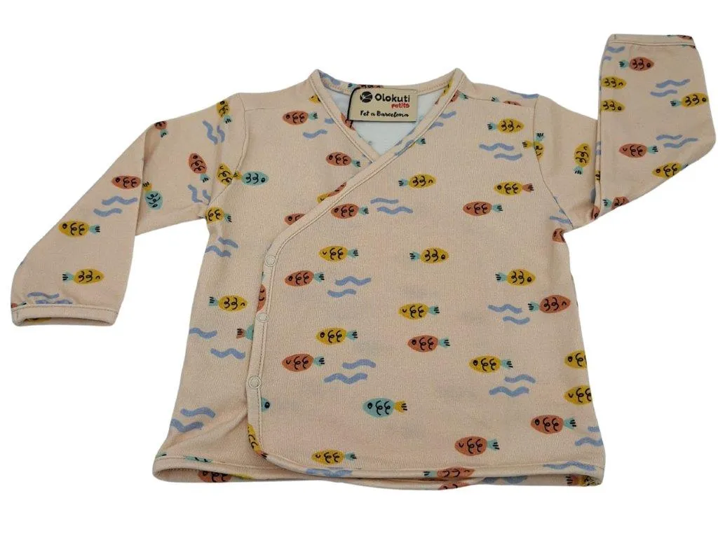 Camiseta Cruzada m/l Crudo - Peces multi