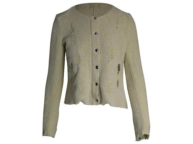 Chaqueta de tweed de noche desgastada Iro en algodón amarillo 