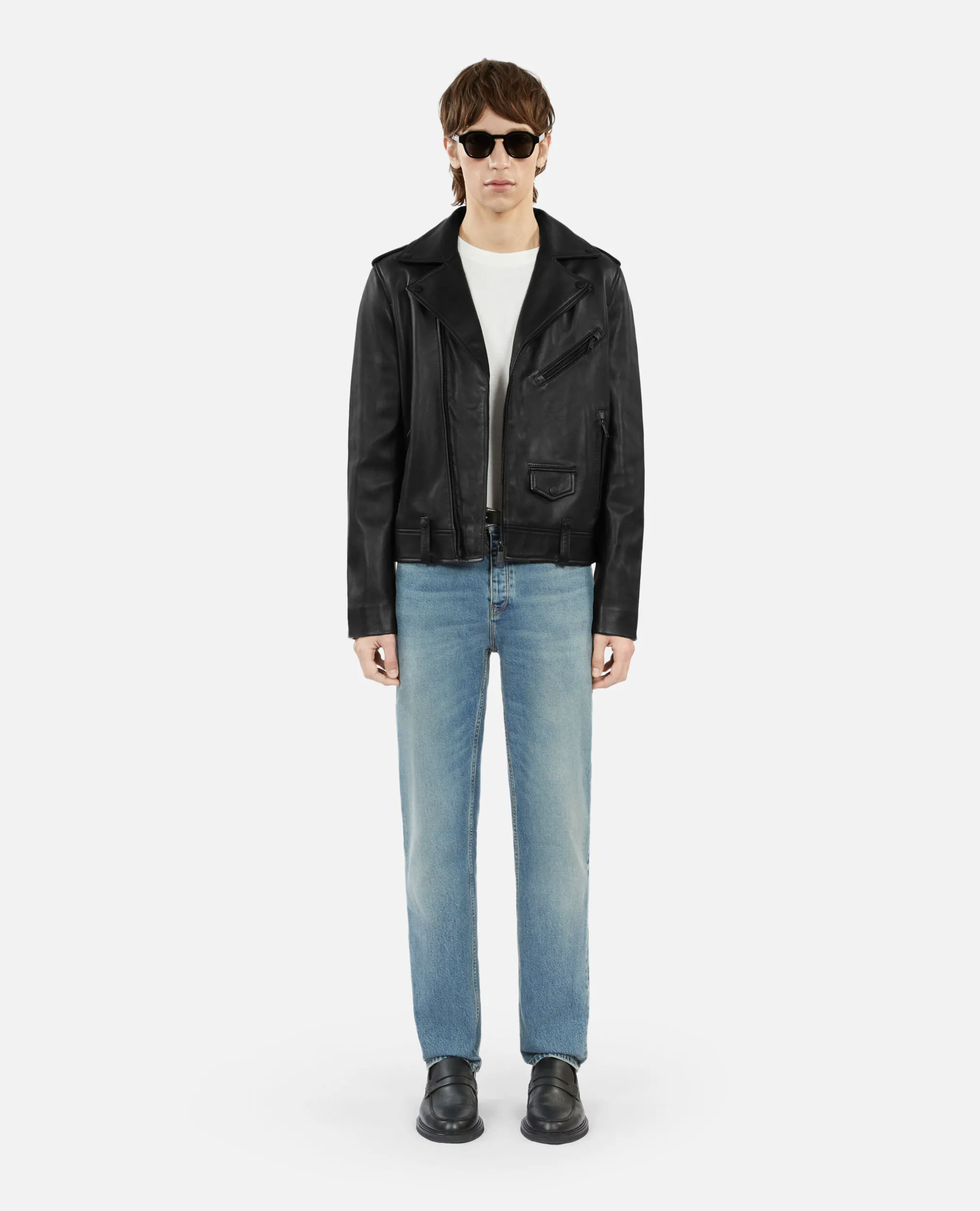 Chaqueta motera piel negra
