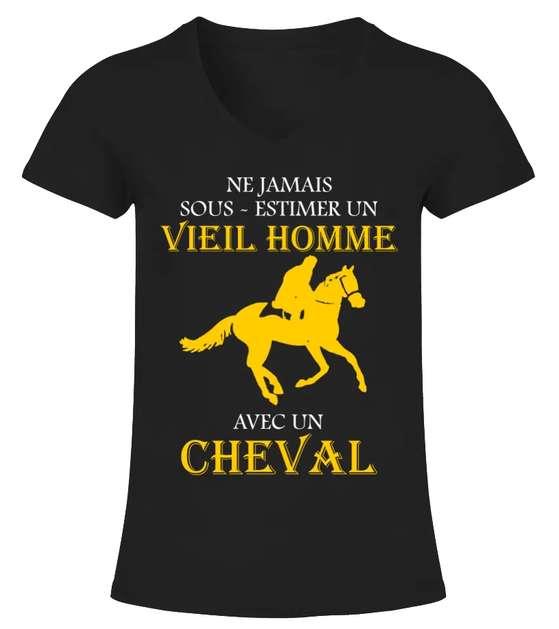 Horse Oldman France Camiseta cuello pico Mujer