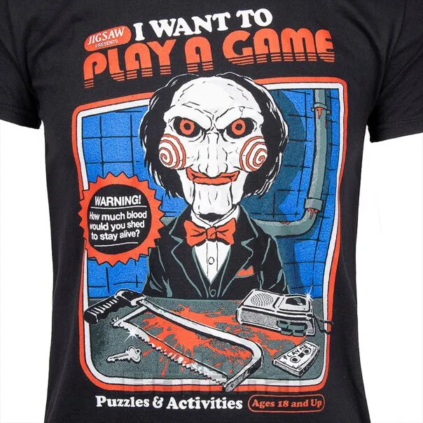 Official Saw Juguemos Un Juego Camiseta (Negro)