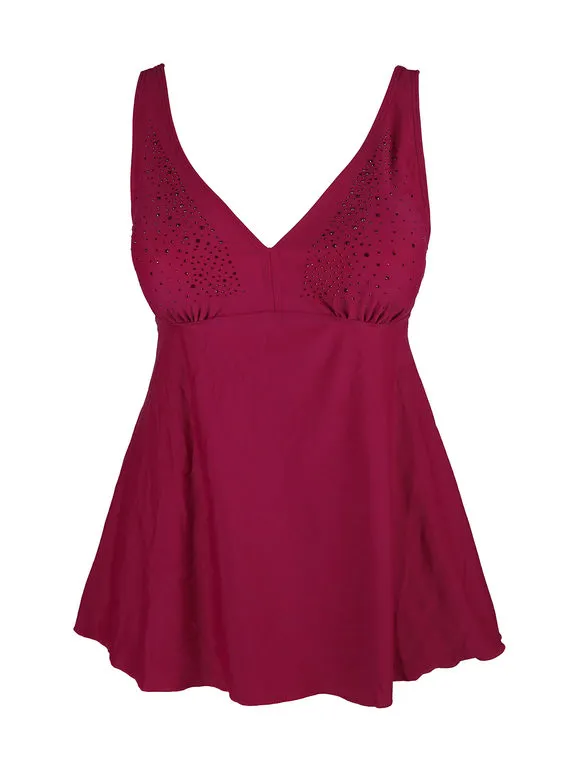 Power Flower Bañador tankini talla grande con pedrería