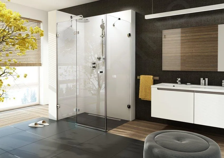 Ravak Brilliant - Cabina de ducha BSDPS-120/80 R, 118-120x78-80 cm, cromo/vidrio transparente 0UPG4A00Z1